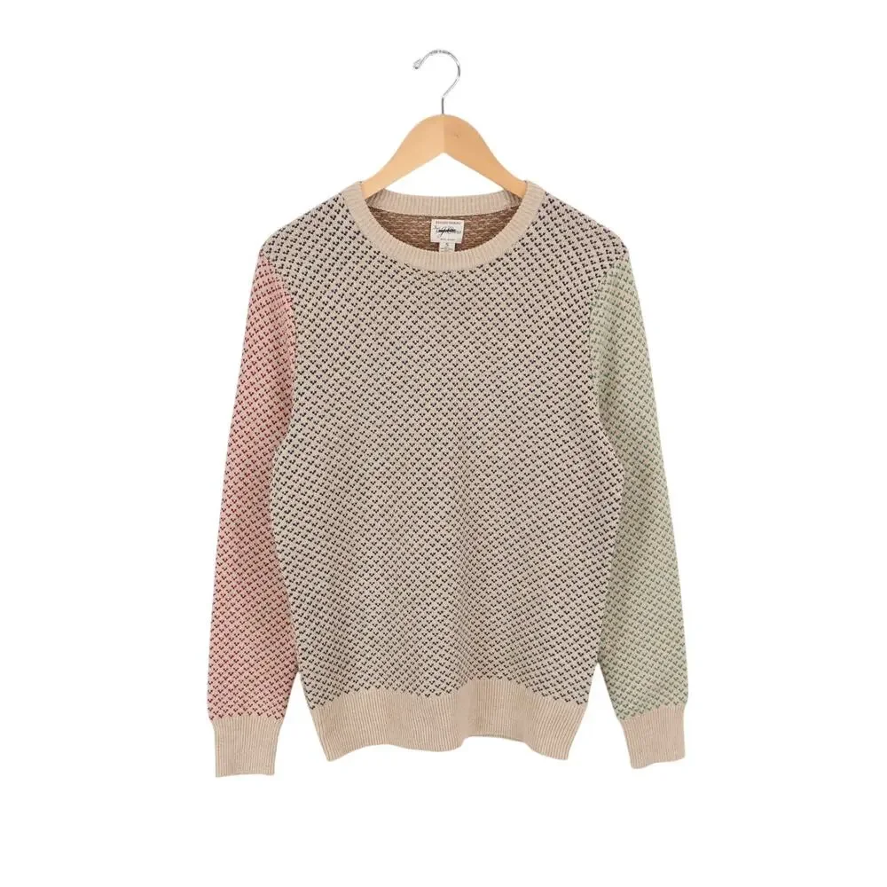 NWOT J.Crew Men's Rugged Merino Wool-Blend Bird's-Eye Sweater Multicolor Small